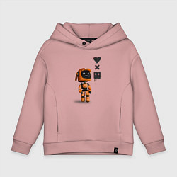Толстовка оверсайз детская Оранжевый робот с логотипом LDR, цвет: пыльно-розовый