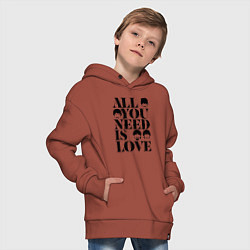 Толстовка оверсайз детская ALL YOU NEED IS LOVE THE BEATLES, цвет: кирпичный — фото 2