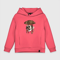 Толстовка оверсайз детская МОПС ПИРАТ СОБАКА В ШЛЯПЕ, цвет: коралловый