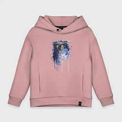 Толстовка оверсайз детская Прикольная сова в акварельном рисунке, цвет: пыльно-розовый