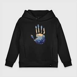 Толстовка оверсайз детская Отпечаток ладони Кратоса, цвет: черный