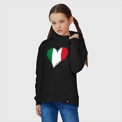 Толстовка оверсайз детская Сердце - Италия, цвет: черный — фото 2