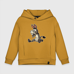 Толстовка оверсайз детская Задумчивый осел, цвет: горчичный