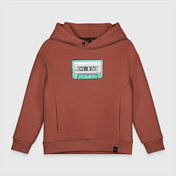 Толстовка оверсайз детская Музыкальная кассета - олды поймут, цвет: кирпичный