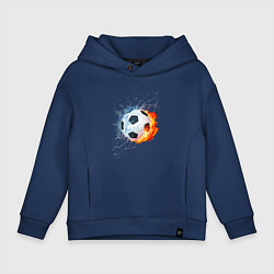 Толстовка оверсайз детская Футбол - противостояние стихий, цвет: тёмно-синий