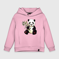 Толстовка оверсайз детская Панда кушает бамбук, цвет: светло-розовый