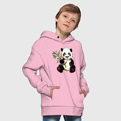 Толстовка оверсайз детская Панда кушает бамбук, цвет: светло-розовый — фото 2