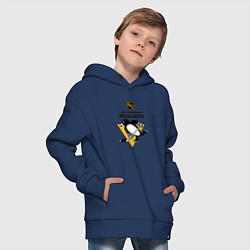 Толстовка оверсайз детская Питтсбург Пингвинз НХЛ логотип, цвет: тёмно-синий — фото 2