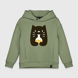 Толстовка оверсайз детская Котик - Химик, цвет: авокадо