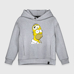 Толстовка оверсайз детская Гомер Симпсон - нет подключения к интернету, цвет: меланж