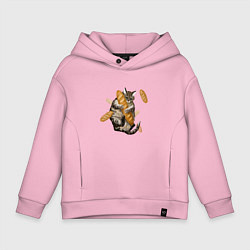 Толстовка оверсайз детская Котик и батон, цвет: светло-розовый