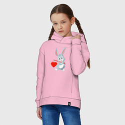 Толстовка оверсайз детская Влюблённый кролик, цвет: светло-розовый — фото 2