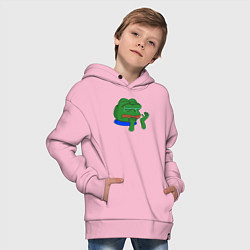 Толстовка оверсайз детская Лягушонок Пепе в слезах, цвет: светло-розовый — фото 2