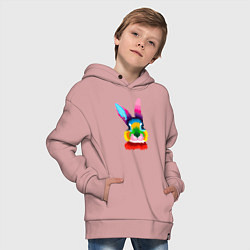 Толстовка оверсайз детская Радужный кролик, цвет: пыльно-розовый — фото 2