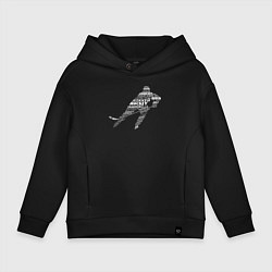 Толстовка оверсайз детская Хоккей - на разных языках мира, цвет: черный