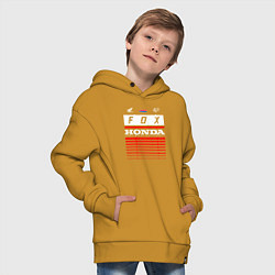 Толстовка оверсайз детская Honda racing, цвет: горчичный — фото 2