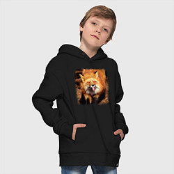 Толстовка оверсайз детская Лиса показывает язык, цвет: черный — фото 2