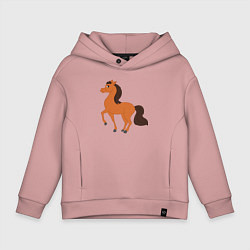 Толстовка оверсайз детская Конь, цвет: пыльно-розовый