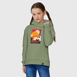 Толстовка оверсайз детская Утка Годзилла, цвет: авокадо — фото 2