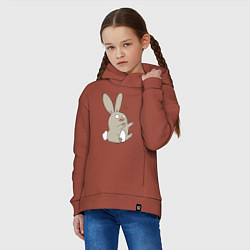 Толстовка оверсайз детская Испуганный кролик, цвет: кирпичный — фото 2
