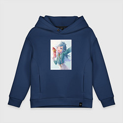 Толстовка оверсайз детская Милый Акира арт - Инцидент Кэмоно, цвет: тёмно-синий