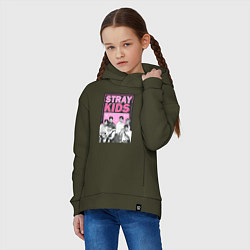 Толстовка оверсайз детская Stray Kids boy band, цвет: хаки — фото 2