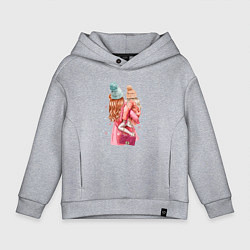 Толстовка оверсайз детская Мама с дочкой, цвет: меланж