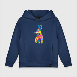 Толстовка оверсайз детская Кролик в стиле поп-арт, цвет: тёмно-синий