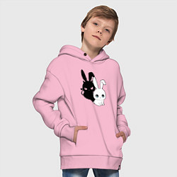 Толстовка оверсайз детская Милый кролик - ангелочек или дьяволёнок?, цвет: светло-розовый — фото 2