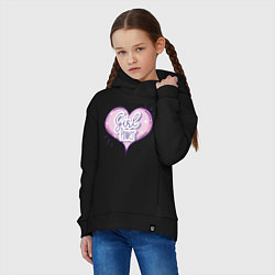 Толстовка оверсайз детская Girl power heart, цвет: черный — фото 2