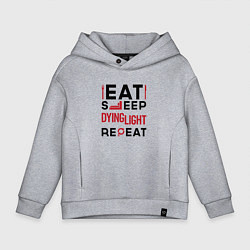 Толстовка оверсайз детская Надпись: eat sleep Dying Light repeat, цвет: меланж