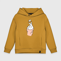 Толстовка оверсайз детская Hand click, цвет: горчичный