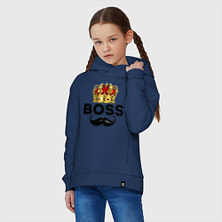 Толстовка оверсайз детская BOSS и корона с усами, цвет: тёмно-синий — фото 2