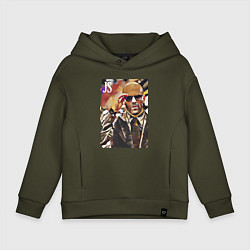 Толстовка оверсайз детская Jason Statham - кинозвезда, цвет: хаки