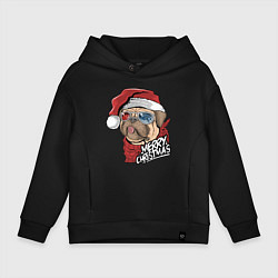 Детское худи оверсайз Pug merry christmas