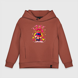 Толстовка оверсайз детская Ваза-ребёнок с цветами, цвет: кирпичный