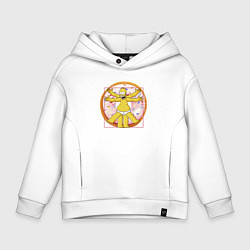 Толстовка оверсайз детская Канонические пропорции Гомера Симпсона - remake, цвет: белый