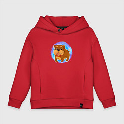 Толстовка оверсайз детская Мультяшный смешной бульдог собака, цвет: красный