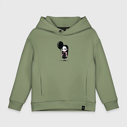 Толстовка оверсайз детская Мрачная девочка, цвет: авокадо