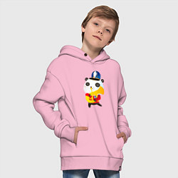 Толстовка оверсайз детская Панда-музыкант, цвет: светло-розовый — фото 2