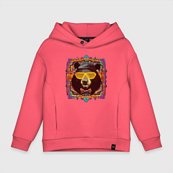 Толстовка оверсайз детская Мишка на чиле, цвет: коралловый