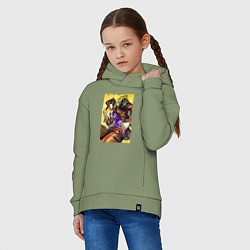 Толстовка оверсайз детская Джотаро Куджо - JoJo Bizarre Adventure, цвет: авокадо — фото 2