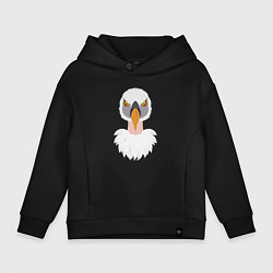 Толстовка оверсайз детская Птица стервятник, цвет: черный