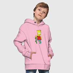 Толстовка оверсайз детская Барт и скейт, цвет: светло-розовый — фото 2
