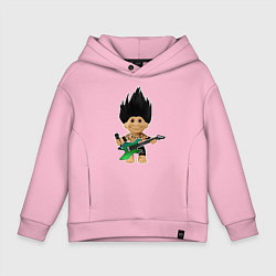 Толстовка оверсайз детская Панк рок тролль с гитарой и микрофоном, цвет: светло-розовый