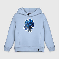Толстовка оверсайз детская Букет и синие розы, цвет: мягкое небо
