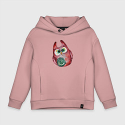 Толстовка оверсайз детская Удивленная сова, цвет: пыльно-розовый