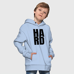 Толстовка оверсайз детская Hard жесткая надпись, цвет: мягкое небо — фото 2