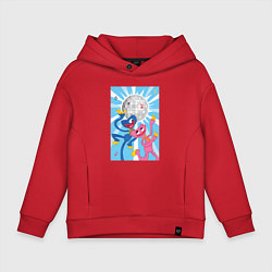 Толстовка оверсайз детская Хагги Вагги и Кисси Мисси на диско, цвет: красный