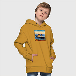Толстовка оверсайз детская Титаник в стиле Ван Гога, цвет: горчичный — фото 2